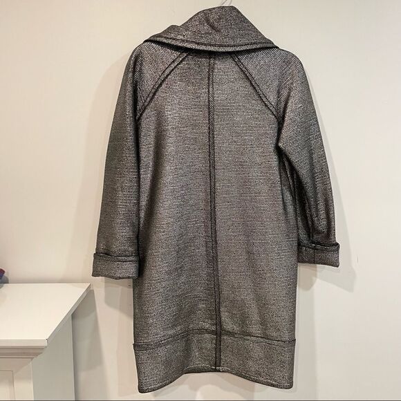 Diane von Furstenberg Silver Glitter Peacoat Front pockets Wool - Picture 3 of 11